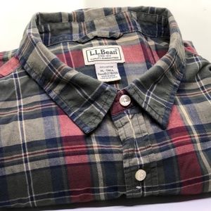 LL Bean TMens Plaid Long Sleeve Button Up Shirt